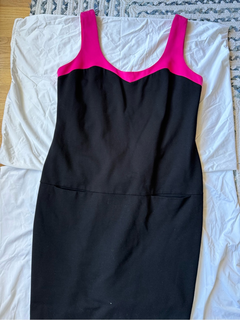 Black Dress with Hot Pink Trim - Sleek Women's Tank Dress
